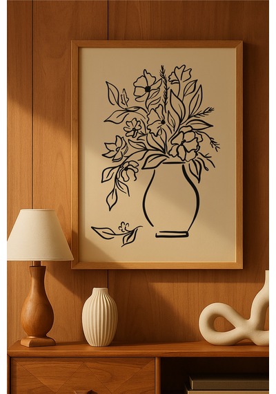 Vase Ahşap Çerçeveli Poster, Dekoratif Sanatsal Duvar Tablosu