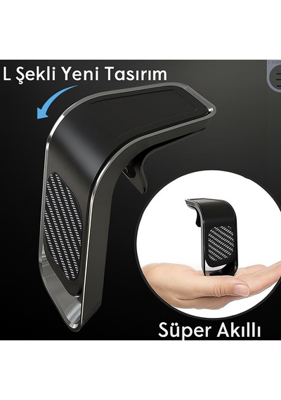 Td-h7513 L Şekilli Manyetik Araç Telefon Tutucu Güçlü Mıknatıs Hava Menfezine Takılır -