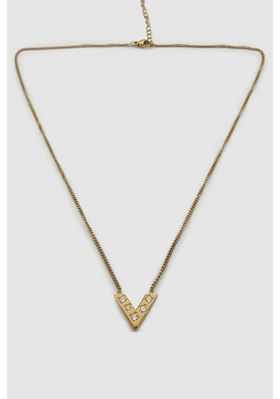 Figürlü Zirkon Taşlı Gold Bijuteri Kolye