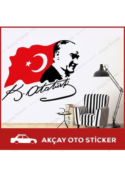 Ay Yıldız Sticker Mustafa Kemal Atatürk Imzası Sticker Oto Sticke