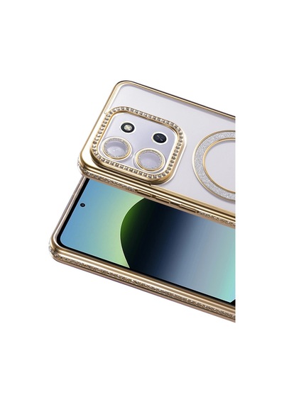 Xiaomi Redmi 15c 4g Joke Simli Magneticsafe Kılıf - Gold Renkli