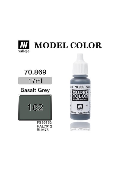 17 Ml. 162 Basalt Grey-matt Model Color Serisi Maket Boyası, Vallejo 70869 Standart