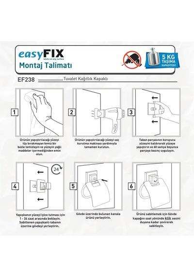Teknotell Easy Fix Kapaklı Tuvalet Kağıtlığı Renkli