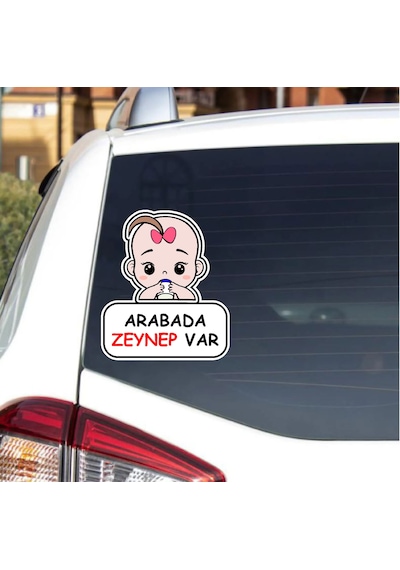 Kişiye Özel Arabada Bebek Var Sticker - Araba Oto Araç Cam Sticker - 00308 15x13 Cm