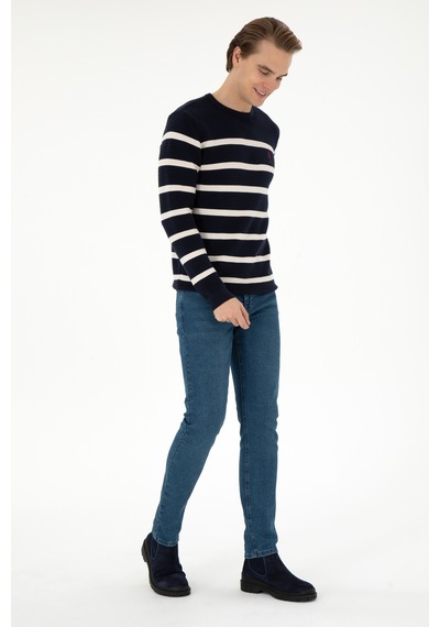 U.S. Polo Assn. Erkek Slim Fit Bisiklet Yaka Lacivert Kazak 50292850-VR033