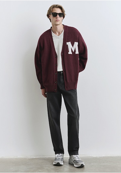 Mavi - M Baskılı Bordo Hırka 0710288-70414 Bordo