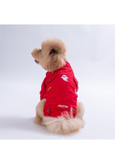 Kırmızı Cancun - Cancún Ceket Gabardin Çıtçıtlı Kedi Köpek Ceketi Kedi Köpek Kıyafeti Kedi Köpek Elbisesi