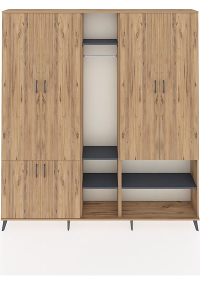 Arges Dolap 15 Raflı 5 Kapaklı Tek Askılı 220x30x243 Çam-çam/antrasit Atlas Çam/antrasıt Arges Dolap 15 Raflı 5 Kapaklı Tek Askılı 220x30x243 Çam-çam/antrasit Atlas Çam/antrasıt