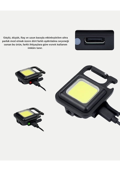 Nrzsnt Usb Type-c Şarjlı Mini Fener Manyetik, Katlanabilir Ve Şişe Açacaklı Tasarım