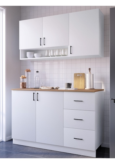 Bento Mini Mutfak Dolabı Alt Üst Modül 120 CM Çekmeceli Tezgah Dahil Beyaz