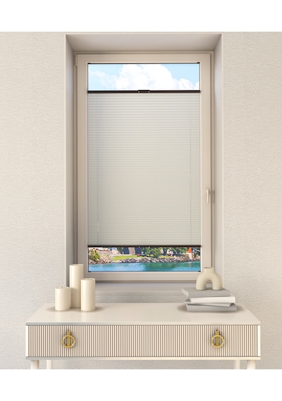 Krem Plise Katlanır Cam Balkon Perdesi - Ofis Perdesi - Mutfak Perdesi - Salon Perdesi - Krem
