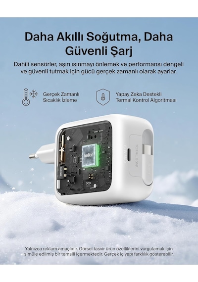 Belkin Usb-c Şarj Fişi 67 W, 1 M Geri Çekilebilir Usb-c Kablo, Us
