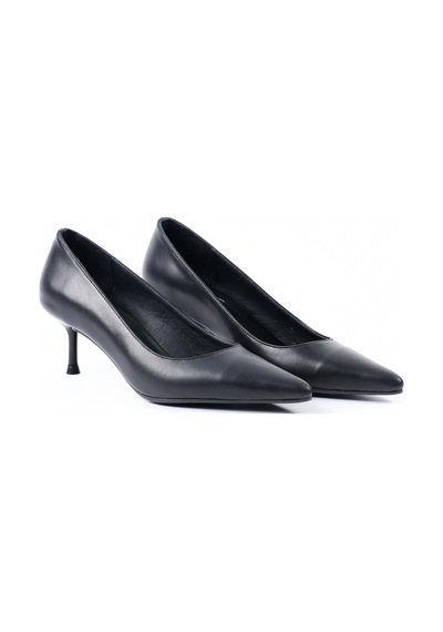 Tuna Hakiki Deri Siyah Topuklu Kadın Ayakkabı, Stiletto - Z8583 Siyah