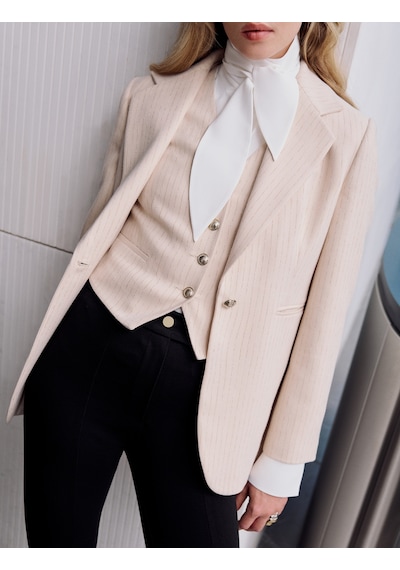 Koton Blazer Ceket Kruvaze Cepli Düğmeli Kalça Boy Ekru Çizgili 5wak50122uw Ekru Çizgili Ekru Koton Blazer Ceket Kruvaze Cepli Düğmeli Kalça Boy Ekru Çizgili 5wak50122uw Ekru Çizgili Ekru