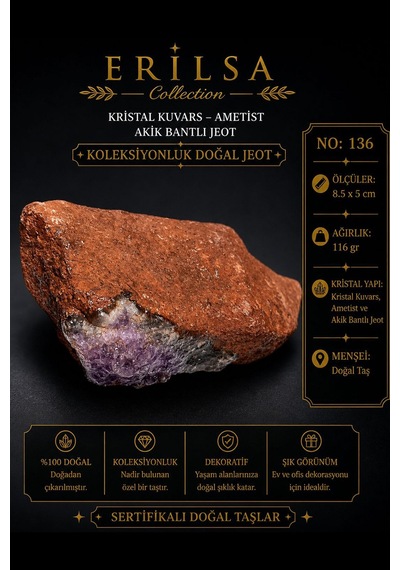 Sertifikalı Kristal Kuvars Ametist Akik Bantlı Jeot Koleksiyonluk 50820825