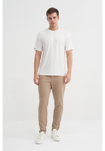 Cazador Bisiklet Yaka Dokulu Erkek T-shirt 42530 Beyaz Beyaz