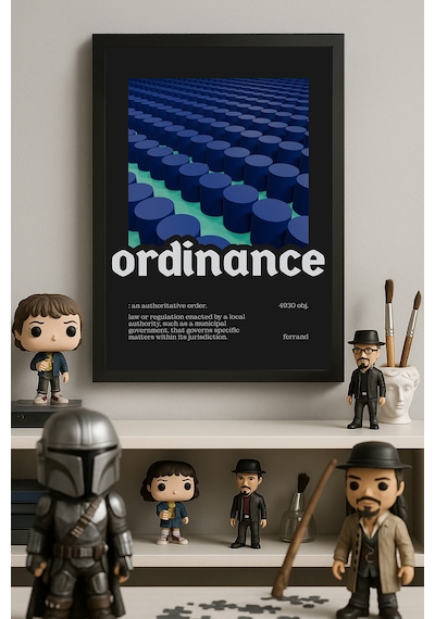 Ordinance Siyah Ahşap Çerçeveli Poster, Dekoratif Hediyelik Duvar Tablosu