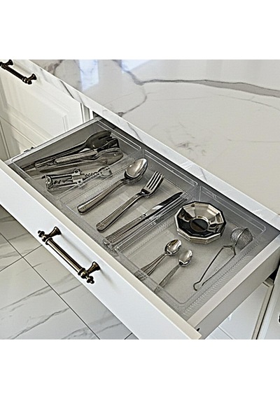 Modüler Organizer Set Mutfak Çekmece İçi Düzenleyici Çatal Kaşık Bıçak Organizeri Kristal 3'lü Set Diğer