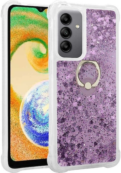 Samsung Galaxy Uyumlu A04s Kılıf Zore Simli Sıvılı Yüzüklü Milce Kapak