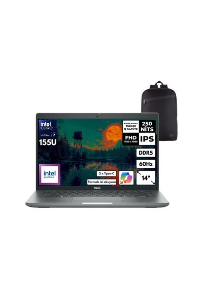 Dell Latitude 5450 N012L545014UHMF1 Ultra 7-155U 16 GB 1 TB SSD 14" Dos Dizüstü Bilgisayar + Çanta