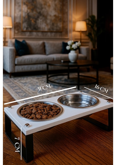 Reyo Ok-ay Store Zorvia Paslanmaz Çelik Kedi Köpek Mama Ve Su Kabı Standı, %10 Eğimli, Ergonomik, Yükseltilmiş Sağlıklı Beslenme, Siyah-beyaz