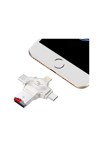 4'ü 1 Arada Otg Kart Okuyucu Dört Bağlantı Noktası: Lightning + Tip C + Micro Usb + Usb Kart Okuyucu
