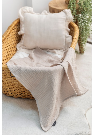 Müslin Örtü & Battaniye 3'lü Set %100 Pamuk Oeko-teks Sertifikalı 80x70 Cm Bej