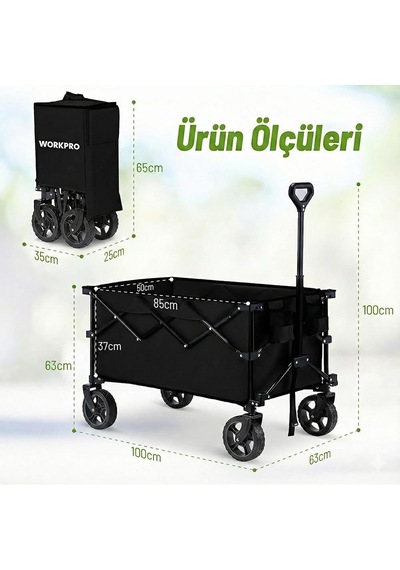 Tr Wp285015 80kg 4 Tekerli Katlanabilir Ağır Hizmet Taşıma Arabası