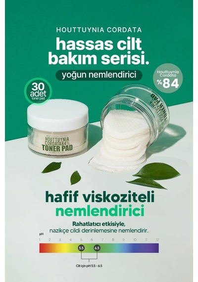 Derma Factory Hassas Ciltler İçin Yatıştırıcı Derma Factory Houttuynia Cordata %84 Toner Pad 30 Adet