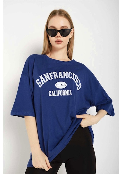 Medinenur San Francisco Baskılı Unisex Tshirt Lacivert