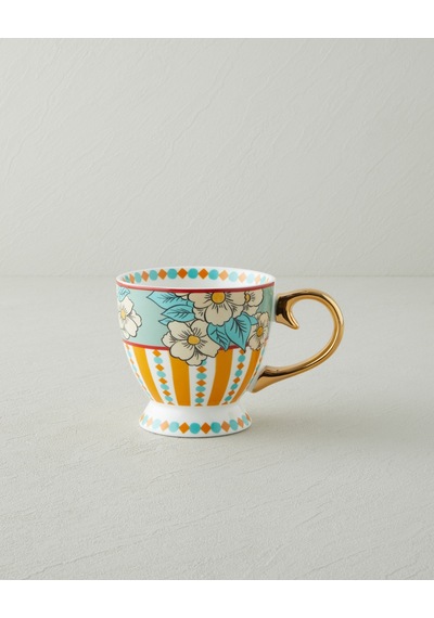 Nostalgic Grace New Bone China Kupa 460 Ml Sarı - Mavi