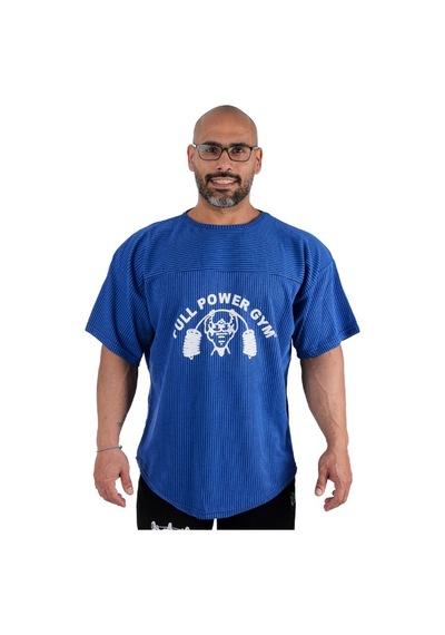 Full Power Gym Oversize Ragtop Spor Tişört Lacivert Çizgili Lacivert - Siyah