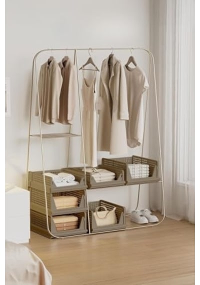 Mithra Life 6 Bölmeli Kayar Raf Organizer Dolap İçi Kıyafet Aksesuar Düzenleyici Bej 45x35 Cm Mıt1260