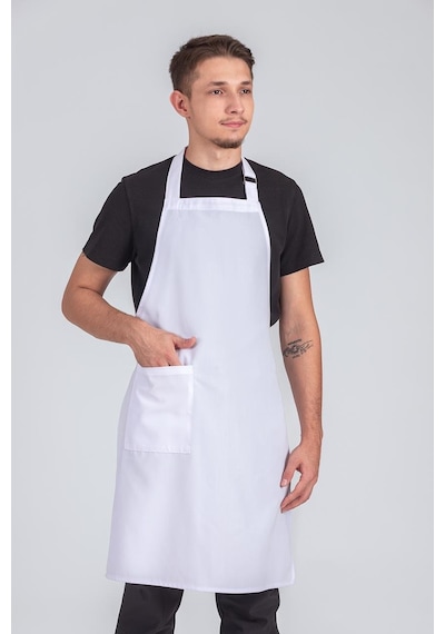 Erkek Boyundan Asmalı Barista Şef Mutfak Önlüğü Beyaz