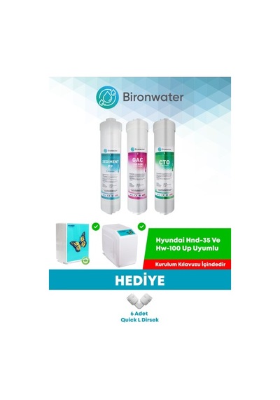Bironwater Hyundai Su Arıtma Filtre Seti 3lü Takım