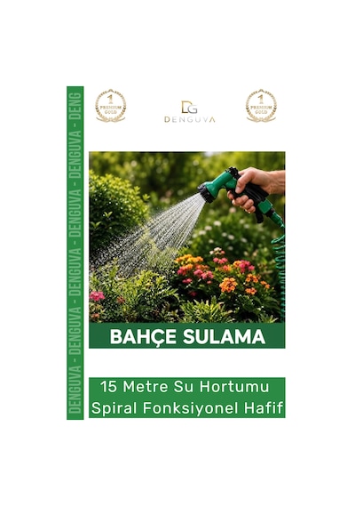 Hortum Profesyonel Bahçe Bakımı Esnek Dayanıklı 15 Metre Su Hortumu Spiral Fonksiyonel Hafif