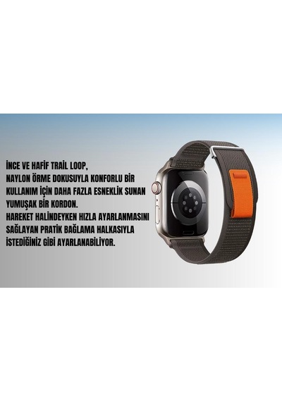 Apple Uyumlu  Watch 42mm 44mm 45mm 49mm 1/2/3/4/5/6/se/7/8/ultra Akıllı Saat Silikon Kordon Ve Kayışı Trail Loop Koyu Gri Turuncu