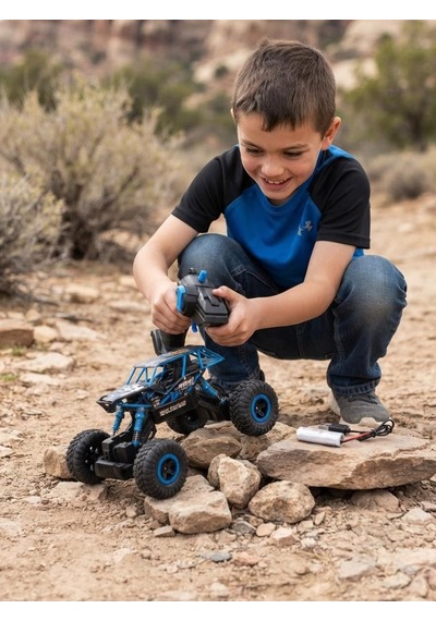 Racing Crew Rock Crawler 1:16 Ölçek 4wd Uzaktan Kumandalı Arazi Aracı - 2.4 Ghz Oyuncak Araba Mavi