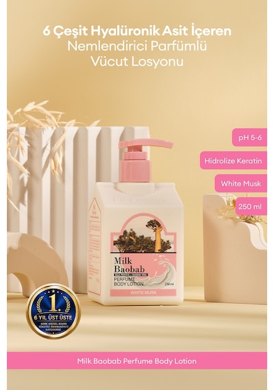 6 Hyalüronik Asitle Nemlendiren Parfümlü Vücut Losyonu Mılk Baobab Perfume Body Lotion White Musk