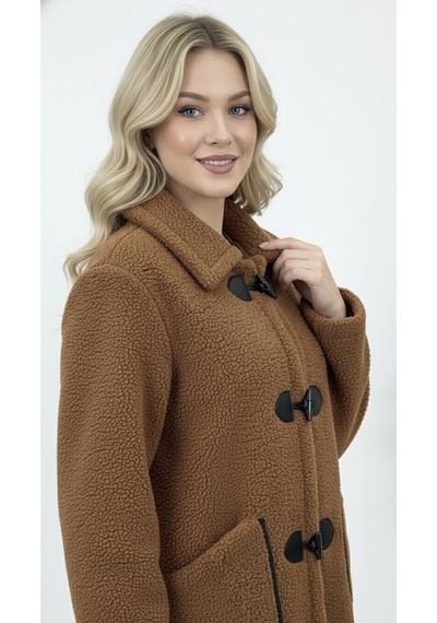 Hiramir Peluş Rahat Kalıp Mont Beyaz Ks2506 Taba