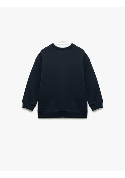 Koton Uzun Kollu Okul Gömleği Yaka Oversize Okul Sweatshirt Lacivert 7wkb10005tk