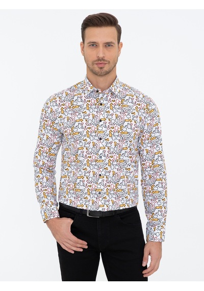 Cacharel Beyaz Slim Fit Uzun Kollu Gömlek 15841036