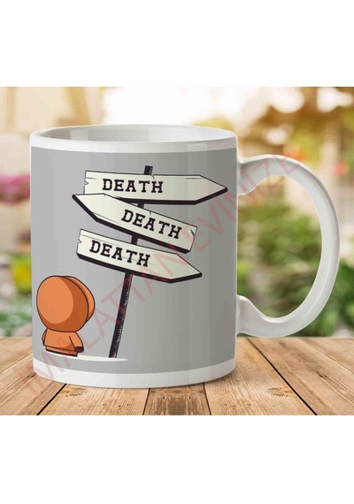 1-860 Death Signpost Kenny South Park İki Tarafı Baskılı Kupa Bardak.jpg Çok Renkli