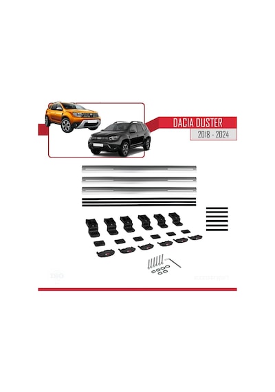 Accessorypart Dacia Duster 2018 Ve Sonrası İle Uyumlu Basıc Model Ara Atkı Tavan Barı Gri 3 Adet