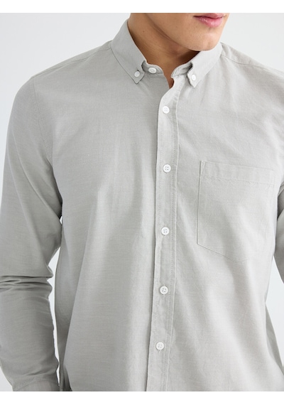 Lcwaıkıkı Classic Gri Regular Fit Oxford Erkek Gömlek