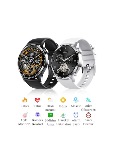 Spor Klasik Siyah Arama Yapan Erkek Akıllı Saat Android&ios Huawei Iphone Uyumlu Kol Saati
