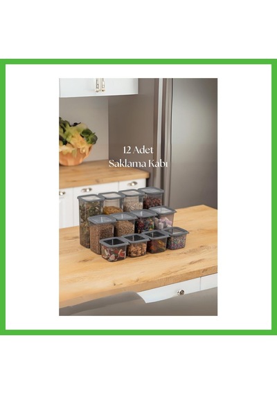 Vaveni 12'li 3 Boy Kavanoz Seti & Saklama Kabı & Erzak Kabı 6x650/1300/1900 Ml 40 Lı Etiket Hediyeli Arz