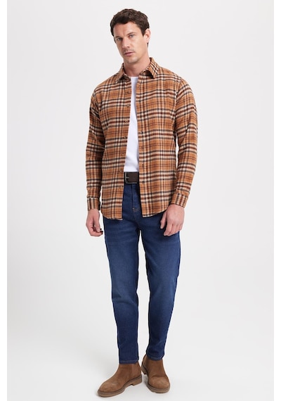Tudors Erkek Slim Fit Dar Kesim Kareli Kışlık Oduncu Gömlek-42359 Kahverengi Tudors Erkek Slim Fit Dar Kesim Kareli Kışlık Oduncu Gömlek-42359 Kahverengi