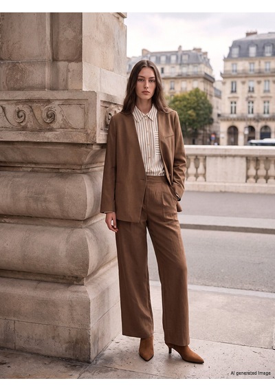 Lcw Modest Bej Regular Fit Kadın Pileli Kumaş Pantolon