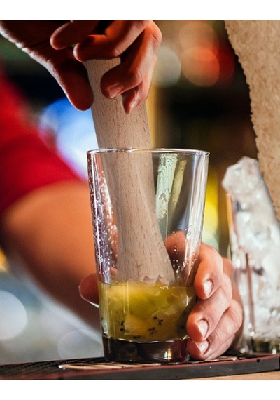 Perlotus Deri Kılıflı Ahşap Mojito Tokmağı Kokteyl